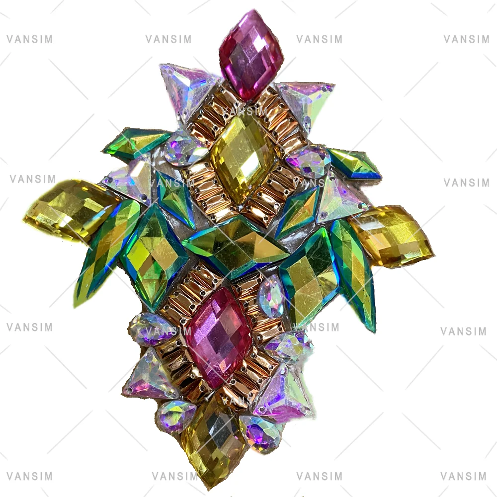 Carnival Costumes Accessories Green AB Aqua AB Iridescent Resin Rhinestone Appliques Diamond