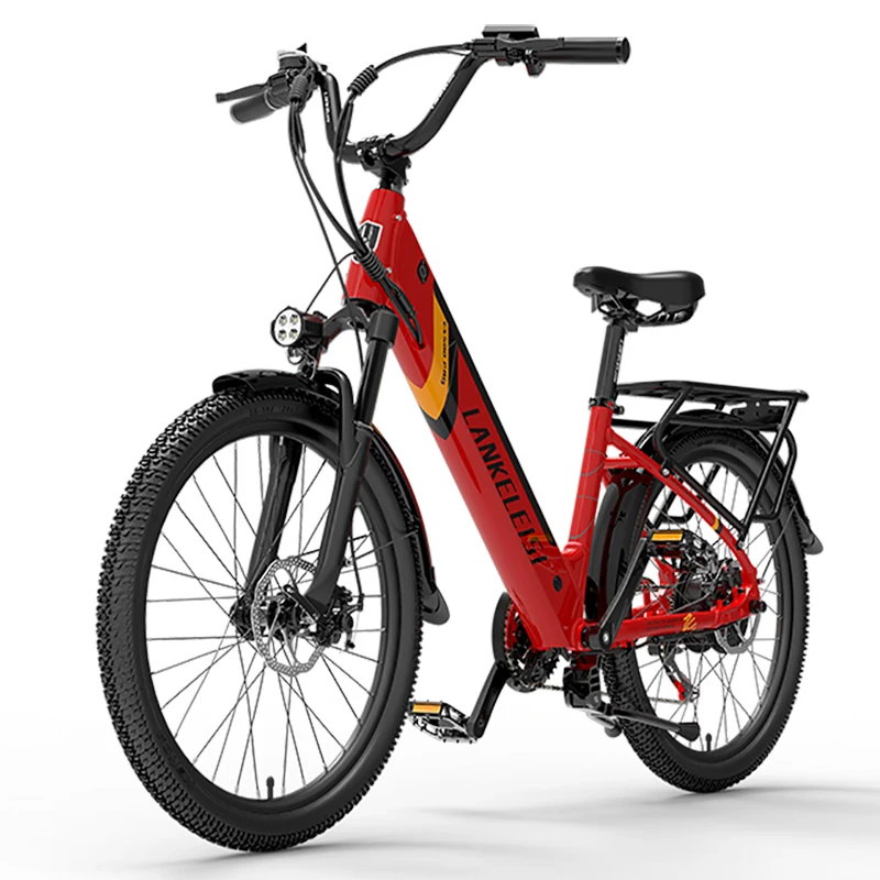 EU Stock LANKELEISI ES500PRO 24inch Electric City Bike with 48V Lithium Battery Rear Hub Motor Disc Brake System