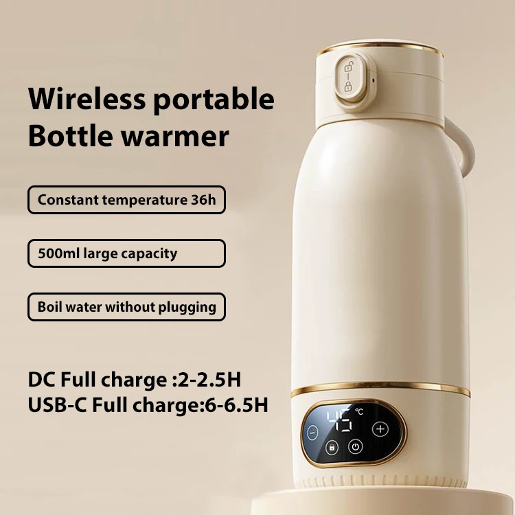 Rechargeable Wireless 316 Stainless Steel JR07 Pro Baby Bottle Warmer Electric Water Warmer Bottle With Usb Milk Warmer Machine