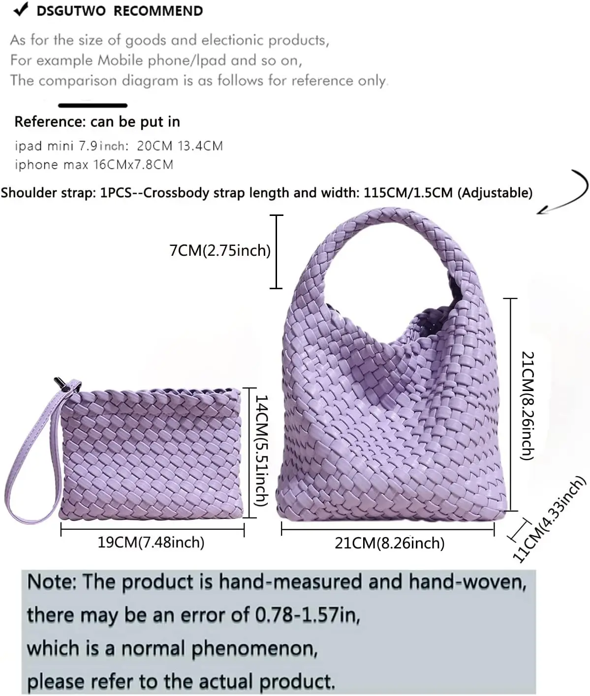 Handmade Woven Shoulder Bags for Women Cute Hobo Tote Handbag Mini Clutch Purse with Magnetic Buckle Crossbody Phone Bag