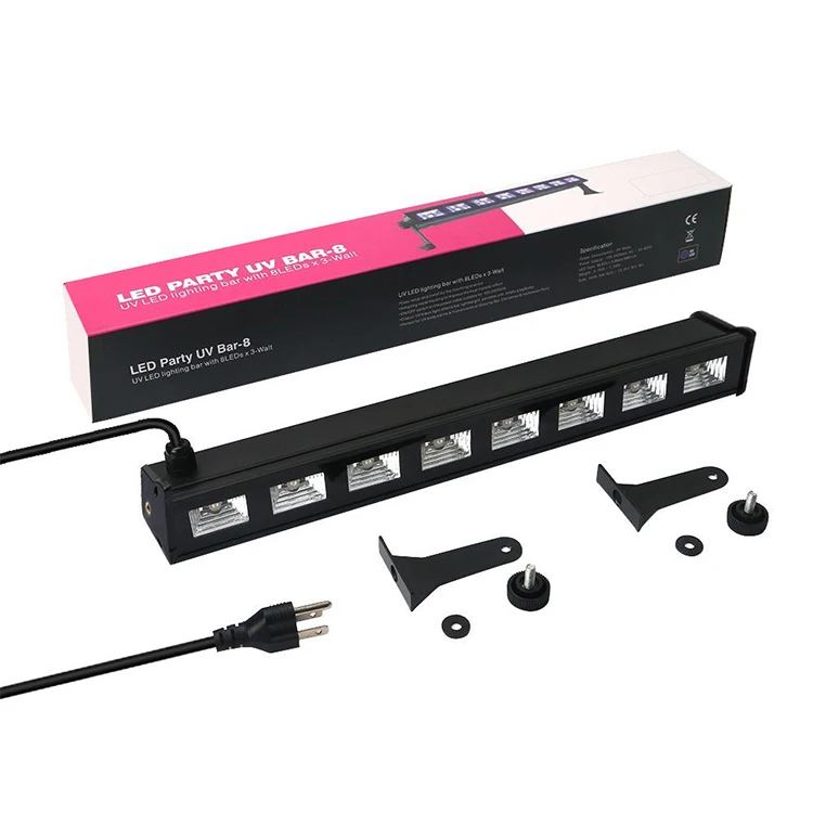 LED UV Black Light Bar 8*3W Disco Light for Halloween Party Night Club Decorative Lighting
