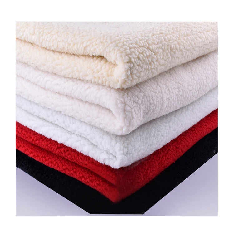 Заводская поставка чисто белая толстая полиэфирная шерпа флисовая ткань из искусственного меха для зимней одежды