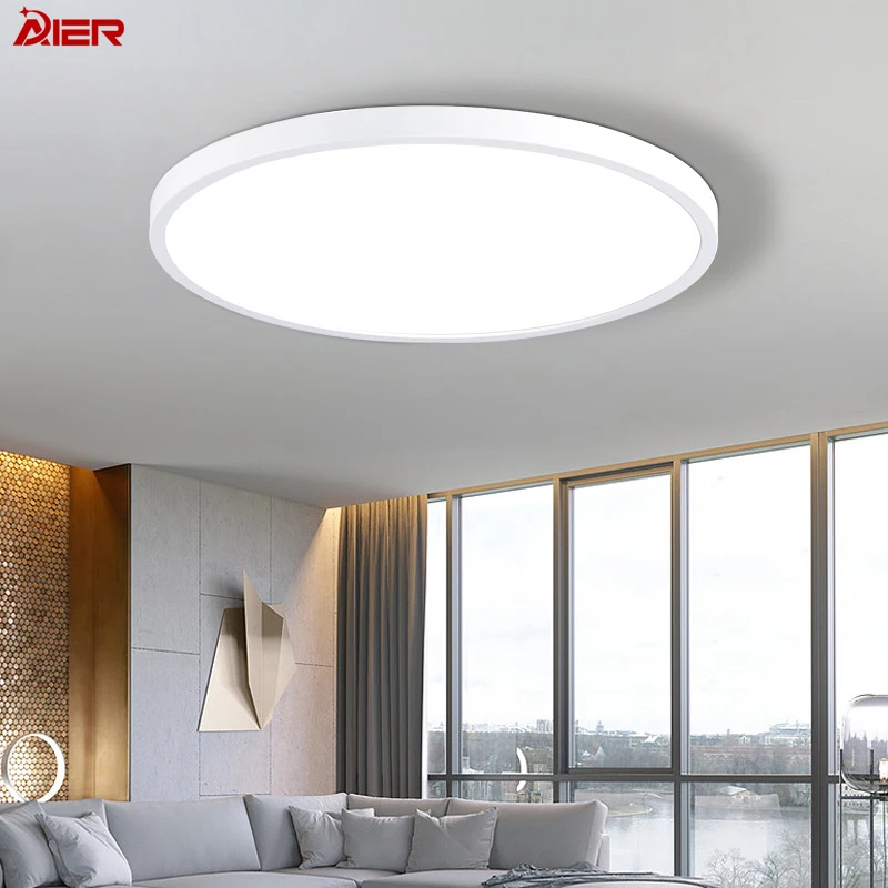 Super Slim Indoor Round White Black 24W 28W 38W 48W ABS Acrylic Round Ceiling Lighting Lamp For Bedroom Workshop Sports