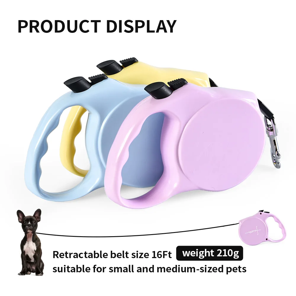 OEM Custom Colourful Pet Auto Retractable Dog Leash Traction Tape 5M Novel Shape Retractable Dog Leash with One-key lock