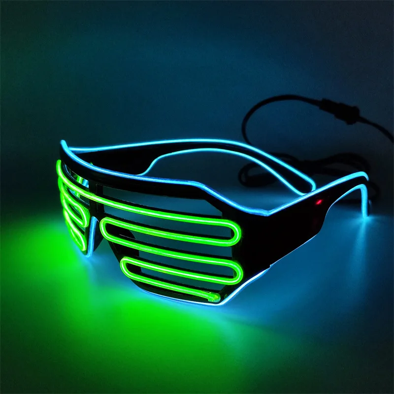 Fashion Party EL Wire Neon Rave Glasses Glow Shutter Glasses Flashing LED Sunglasses