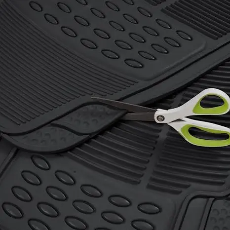 Muchkey Protection 4PCS Car PVC Mat Floor Universal 3D Carpet Odorless Durable Black Deep Dish Trim-To Fit Rubber Mats For Car