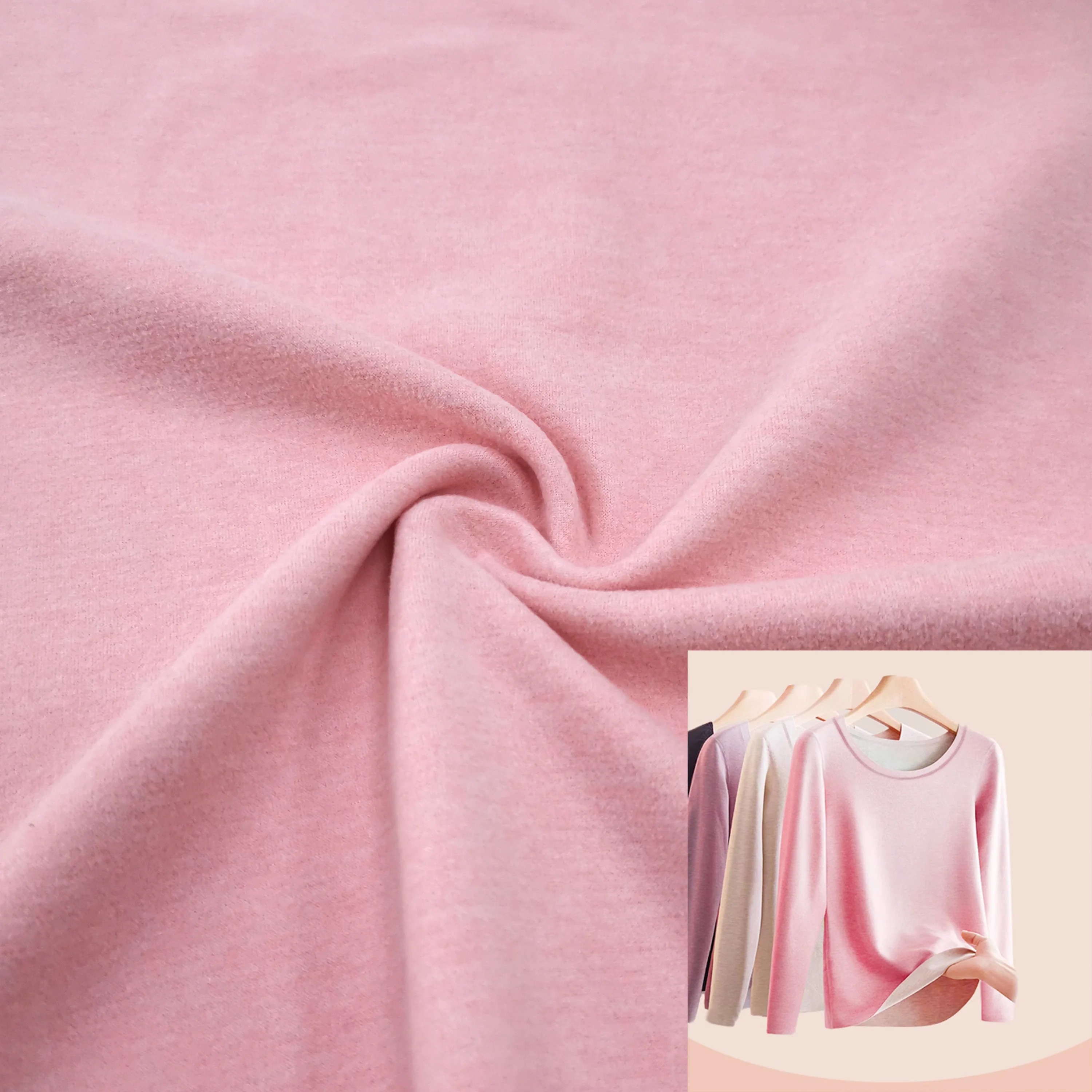 hot sale thick stretch fabric 280g 185cm eco 88 polyester 8 spandex 2 viscose 1mulberry silk 1sheep wool knit fabric for cloth