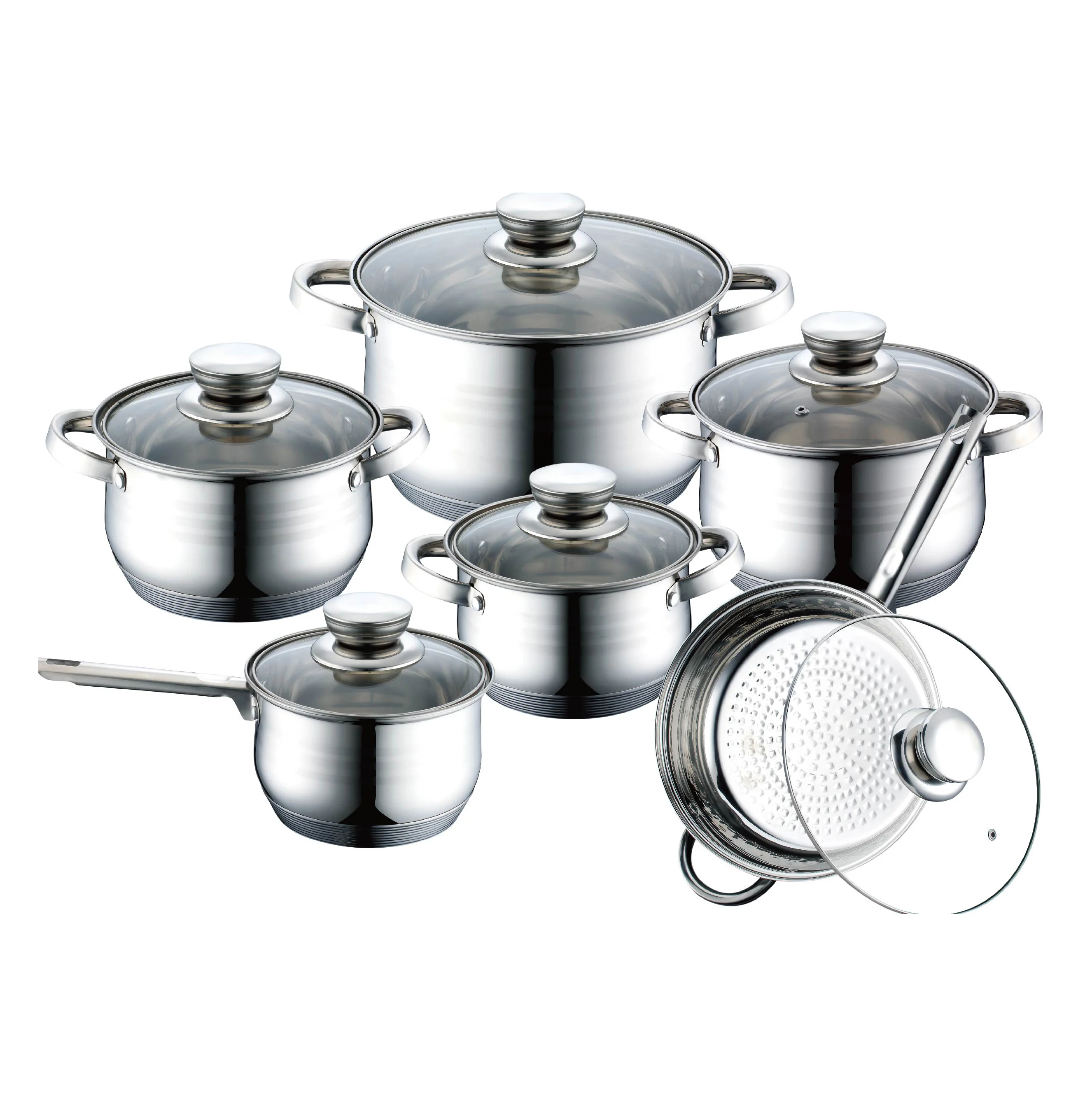 Jumbo 12PCS stainless cookware set casserole induction cooking pot