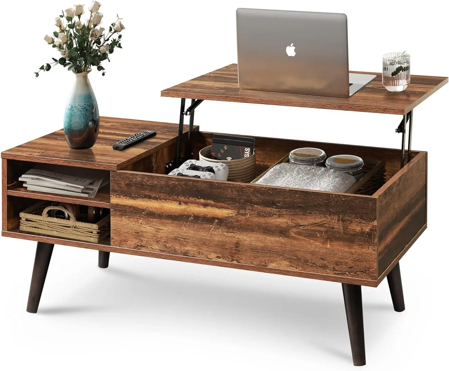Hydraulic Lift Top Up Multifunctional Lifetable Extendable Coffee Table Lifting Lift Top Up Mechanism Storage Table