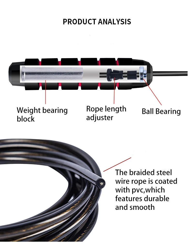 Adjustable Custom Heavy Exercise Gym Workout Training Crossfit Fitness Speed Weight Skipping Jump Rope For Kids and Adults