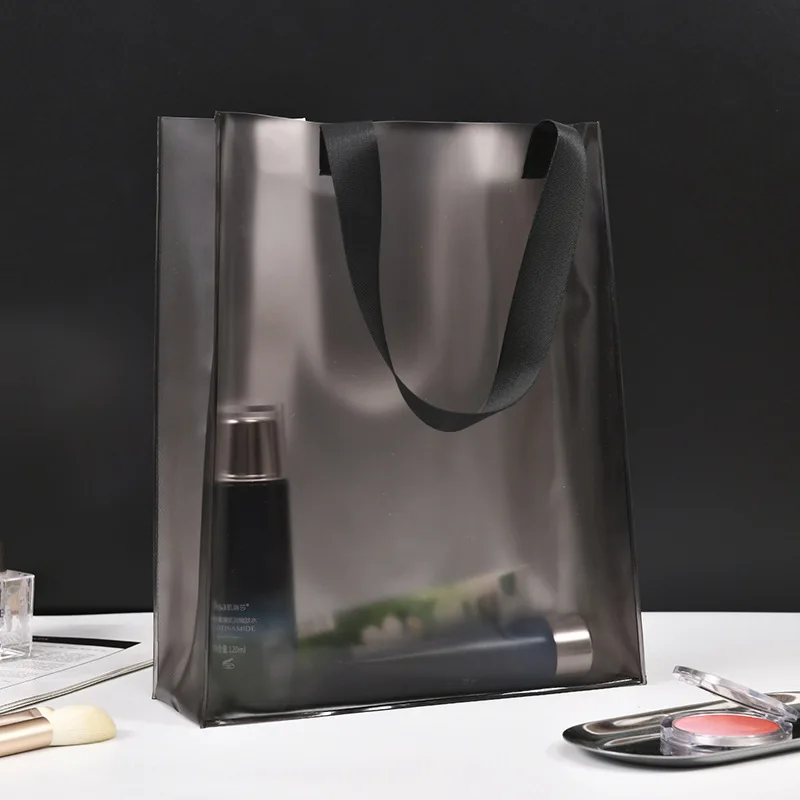 Ecobag Clear PVC Tote Bag with custom printed logo reusable shopping bag totebag transparent bag