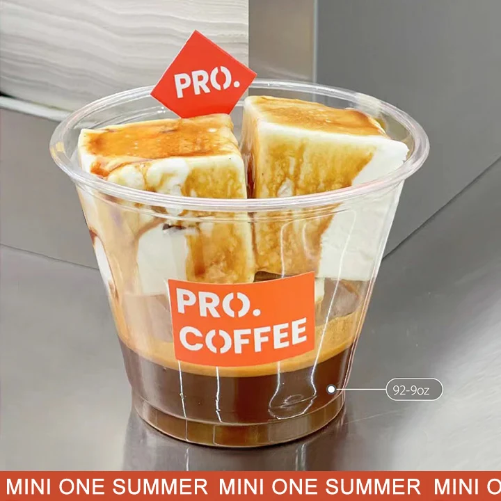 9oz 270ml Disposable Clear PET/PLA 92mm Plastic cup for dessert yogurt mousse cookies ice cream Cups 9oz