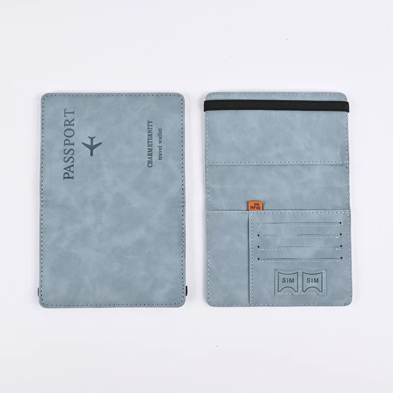 Free Sample High quality Leather Card Wallet Passport Pouch RFID Blocking Passport Holder