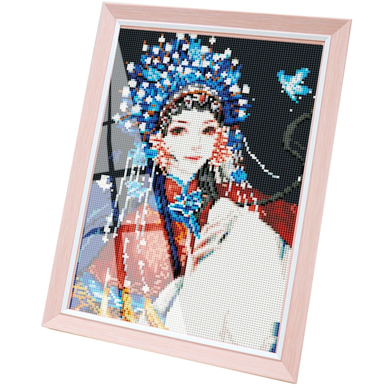 
Needle and thread printed cross stitch, framed A4 photo frame Chinese opera charactersdiy cross stitch kit 