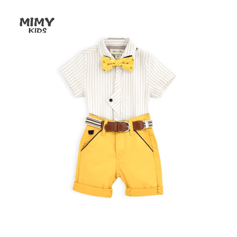 New Arrival Lapel Cotton Short Sleeved Shirt Multicolor Suspenders Shorts New Born Baby Boy Clothes Sets