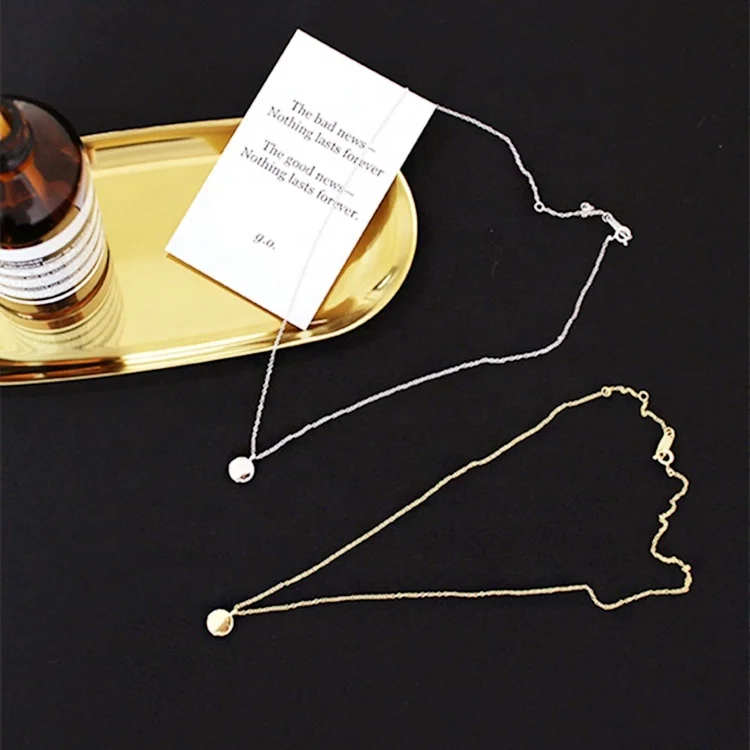 Sterling silver 925 jewellery 18k Gold Vermeil Blank Disc Pendant Necklace For women