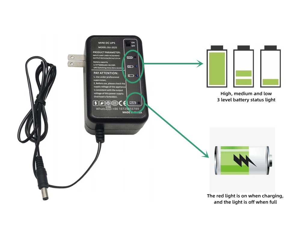 Wall-mounted 4000mAh Mini Adjustable UPS AC/DC 12V 9V 5V Lithium Battery Backup Wifi Router CCTV Power Monitoring Supply adapter