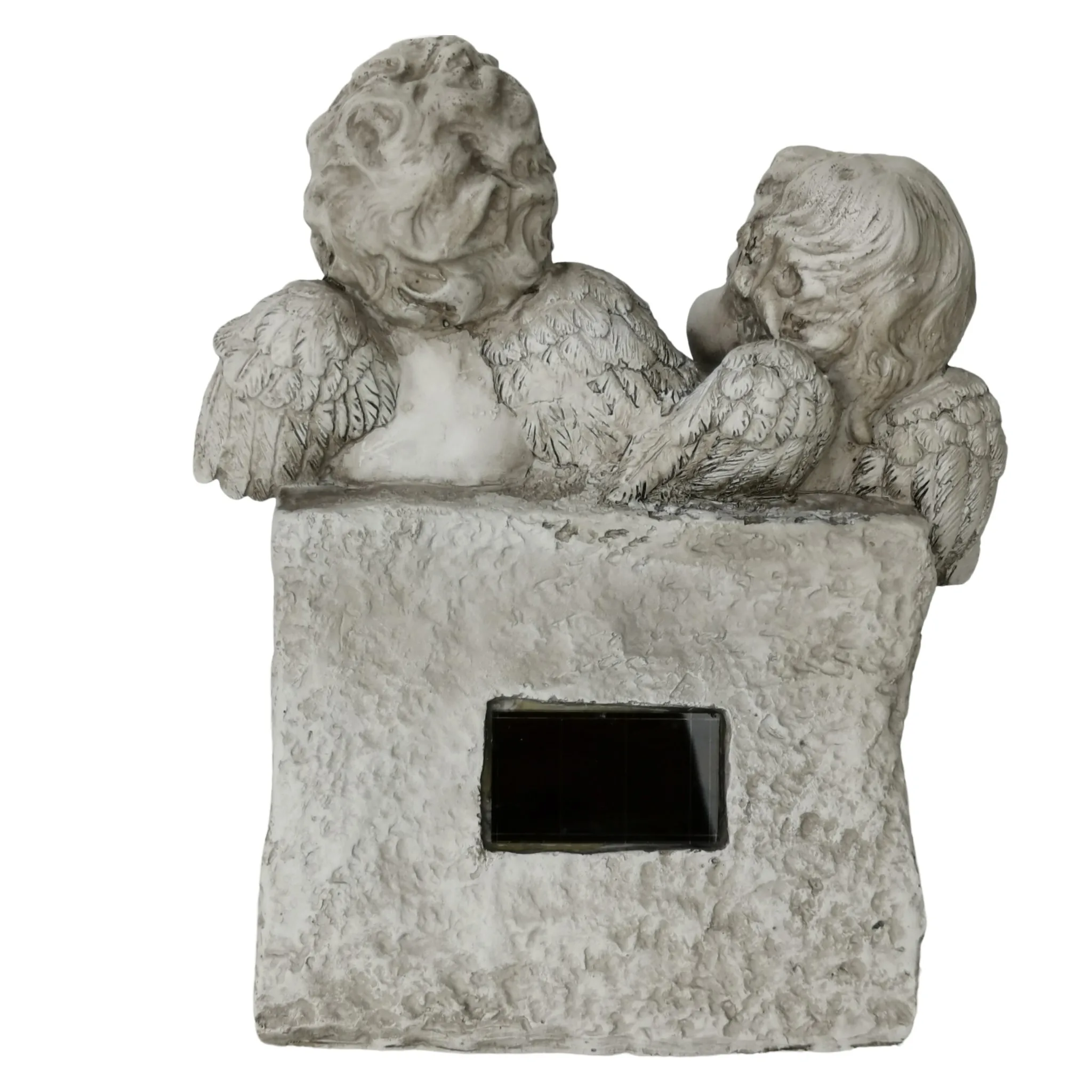 Polyresin Decoration Two Cute Angels Solar Led Outdoor