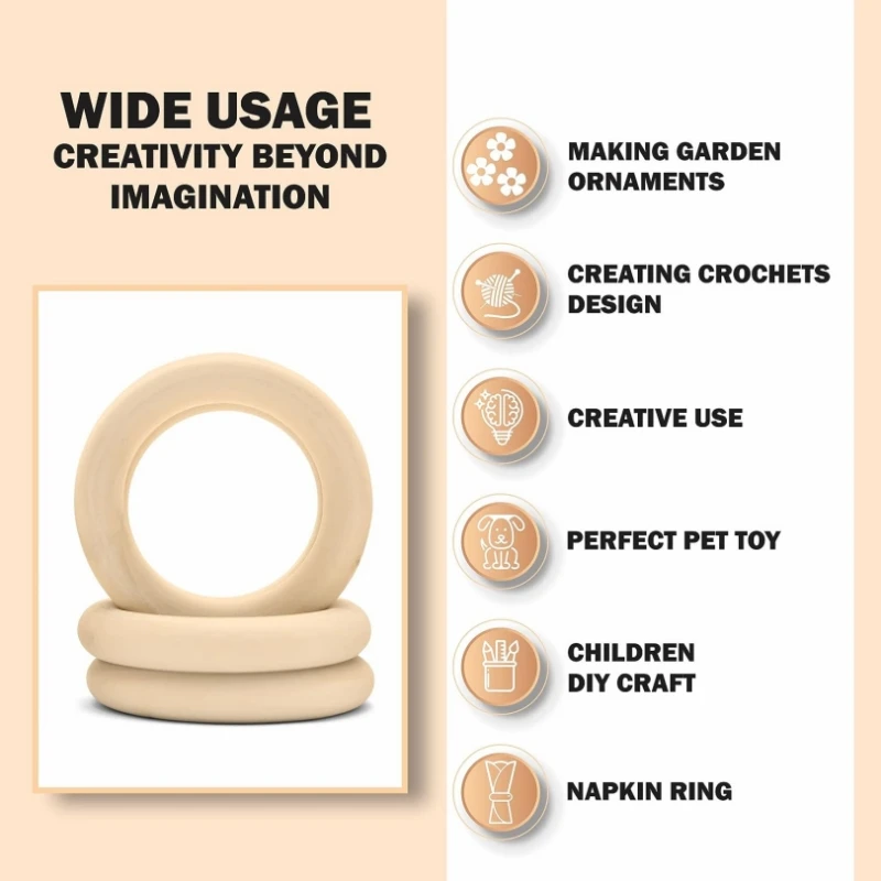 Wholesale Unfinished DIY Crafts Blank Solid Wooden Rings For Decoration