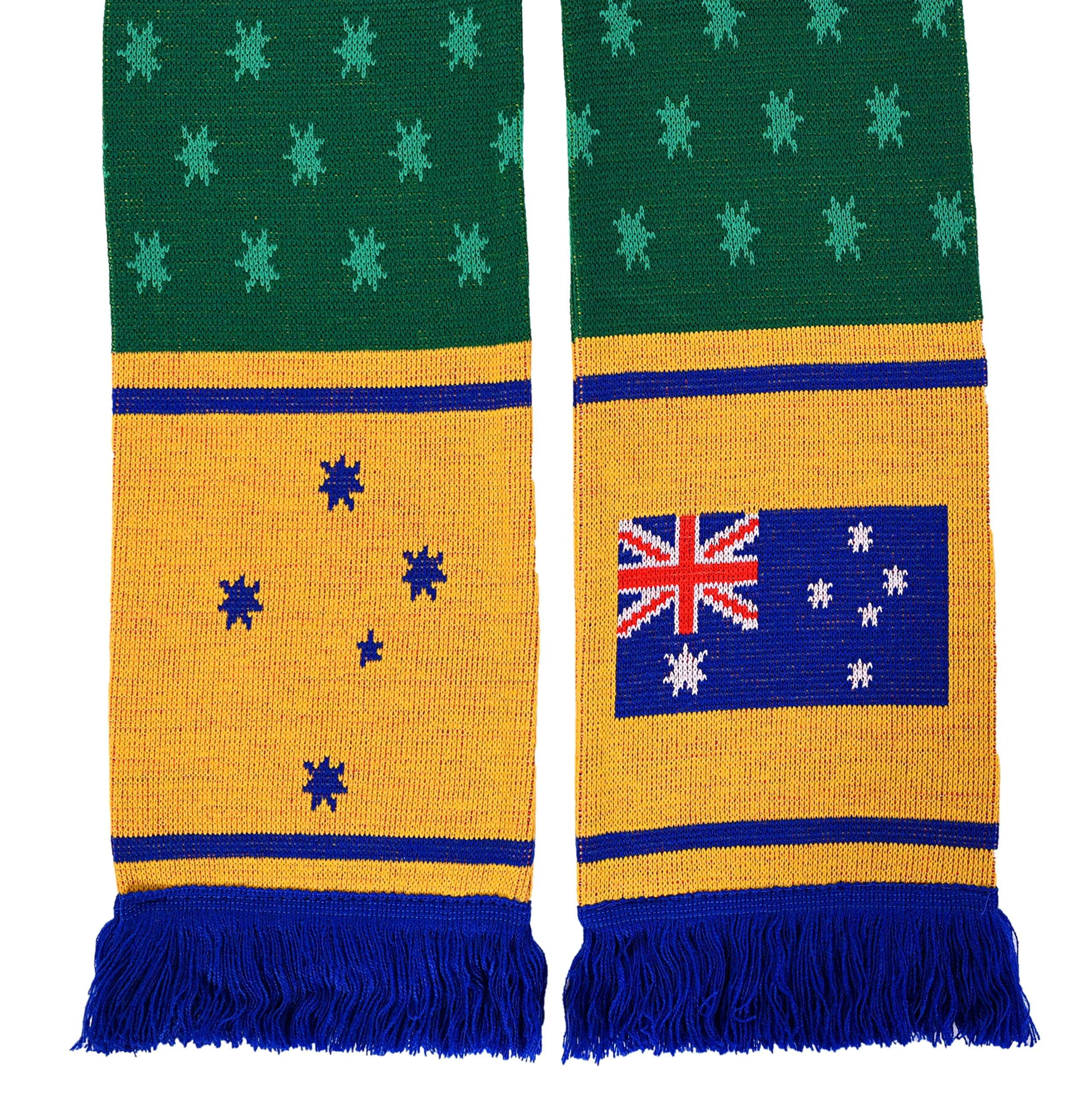 Classic Design Simplicity Football Club Team Double Side Australia Soccer Knit Scarf Winter Scarfs For Soccer Fans