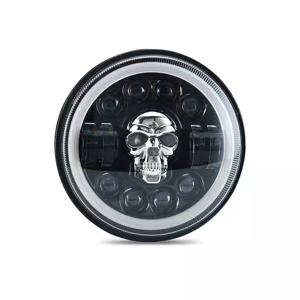 65W 7 Inch LED Headlight With White H/L Beam DRL Yellow Turn Signal RGB Angel Eye Headlight Light For Jeep Harley