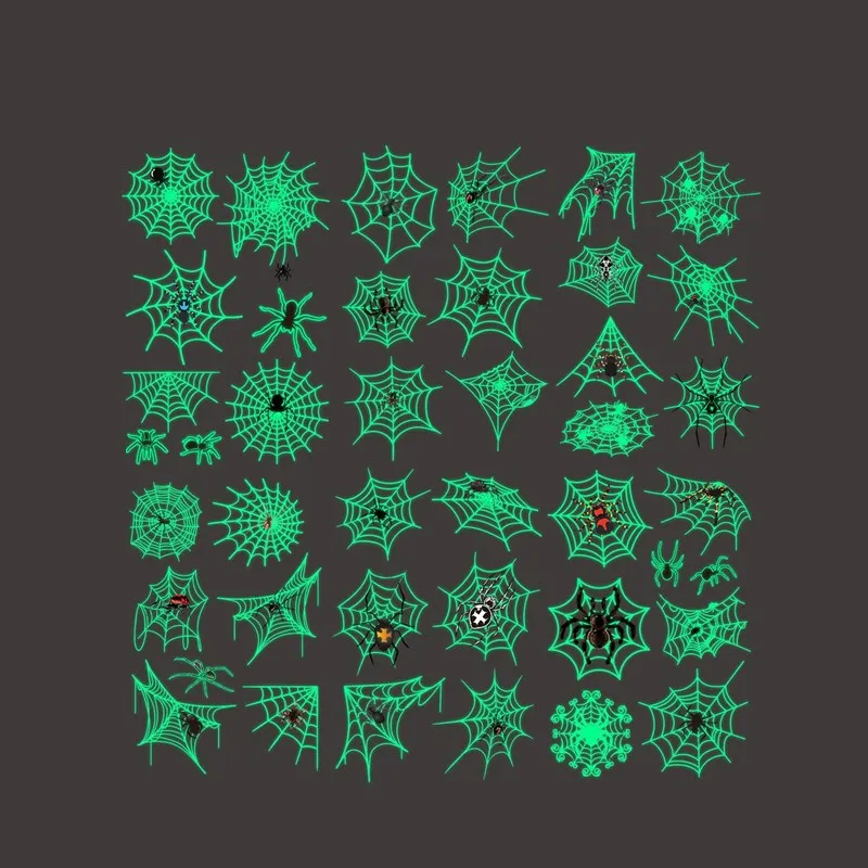 Creative Luminous Halloween Body Decor Spider Web Arm Face Tattoos Stickers Waterproof Temporary  Halloween Makeup Tattoo