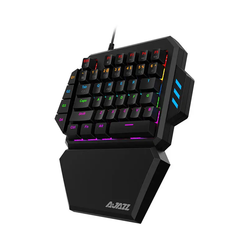 Ajazz AK039H One-Handed rainbow Mechanical Gaming Keyboard, Professional Gaming Keypad with Wrist Rest, 39Keys