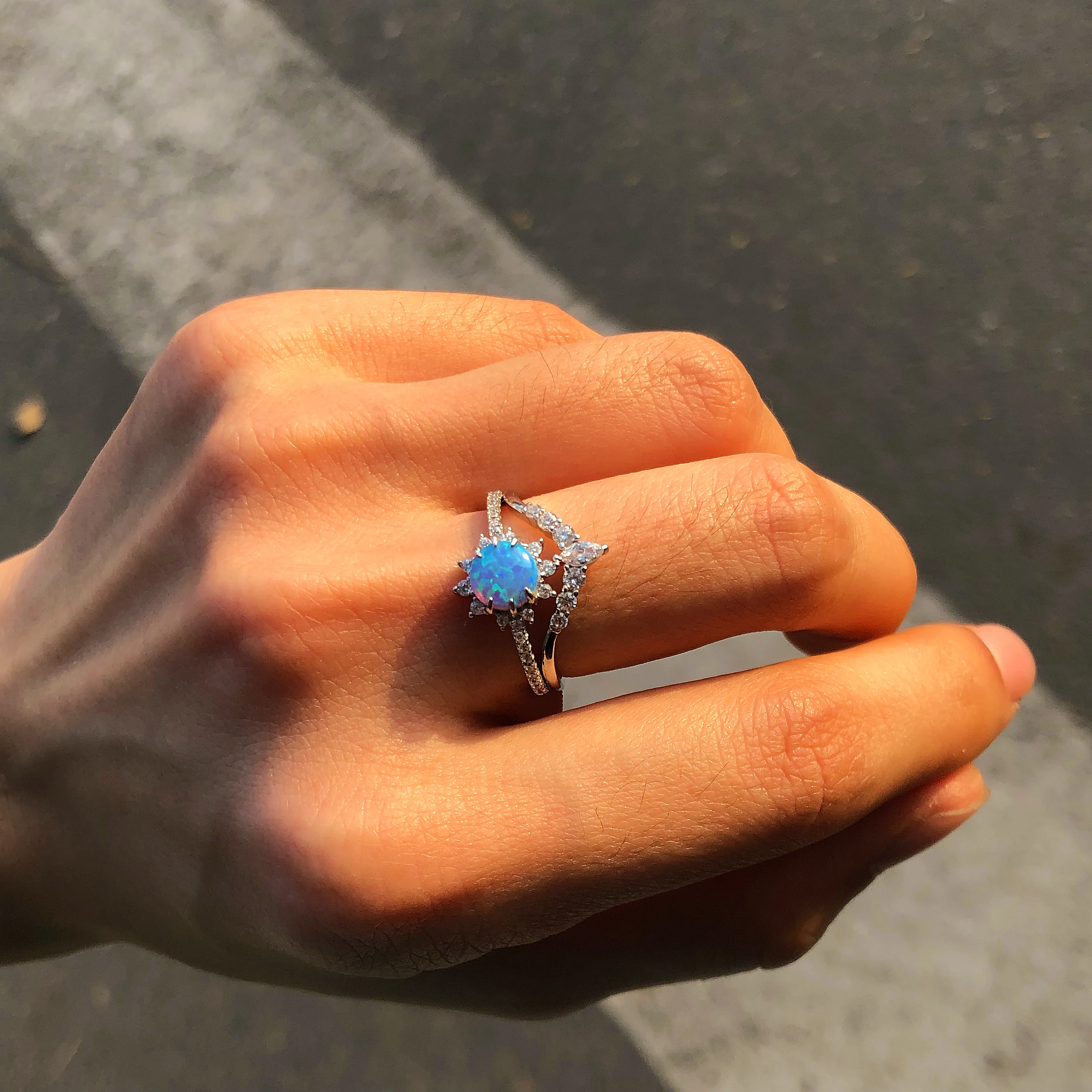 
Sevenajewelry SAR7313 Fashion jewelry sterling silver engagement rings,halo women rings opal jewelry 
