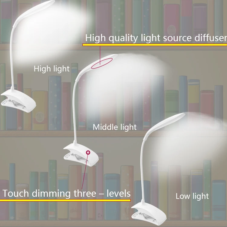 
Folding Rechargeable Book Light Led Desk Table Lamp Wholesale Mini USB Clip On Lamp Light LED For Reading 