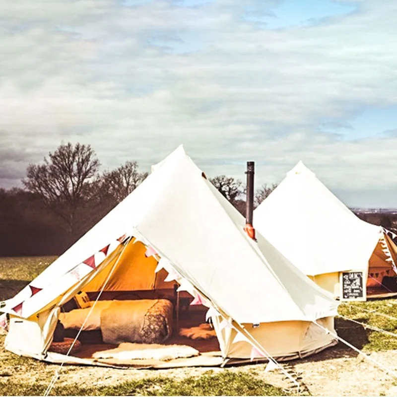 Hot Sale Cuckoo Canvas Tent Bell Tent Four Season Straight Bracing Type Bell Tent Glamping