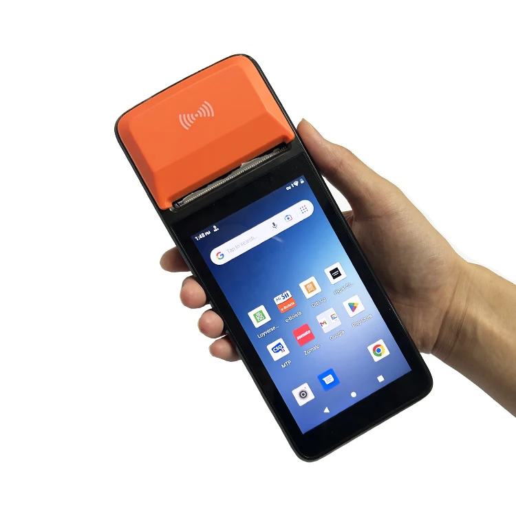 Hotel mini 5.0 inch payment device handheld pos terminal android pos machine with label printer