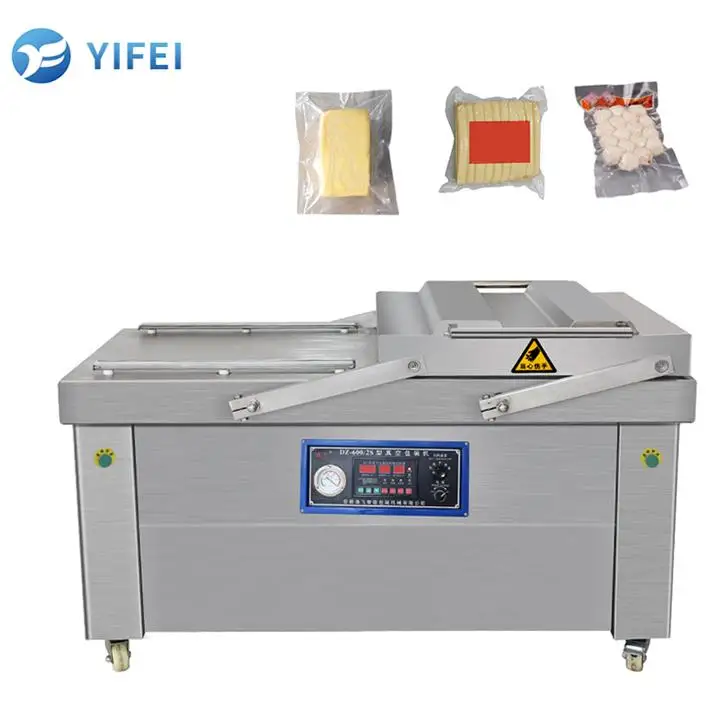 DZ700 Meat pasta double chamber vacuum packaging machine butter cheese vacuum heat big bags sealing packing machine heat sealer
