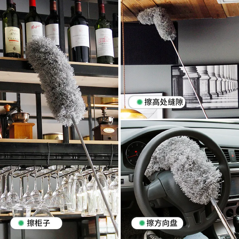 35 inches microfiber Duster with extension pole,Bendable head,Stainless steel pole multi-function keyboard bookcase car dusting