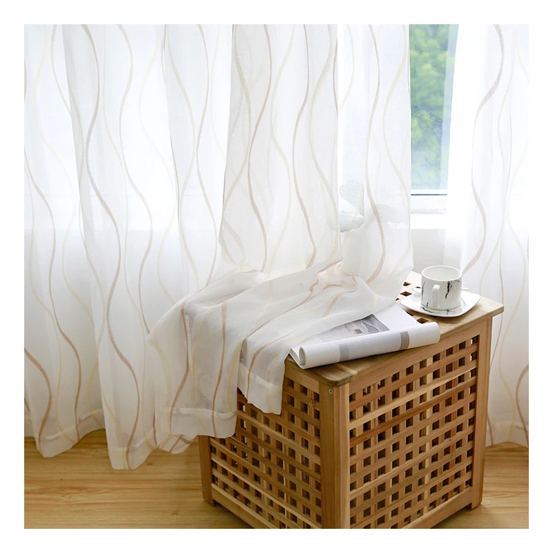 Innermor JAQ Tulle Waved Curtains For Living room Voile Sheer 3d White Curtain for bedroom Dinning room Ready made Customized
