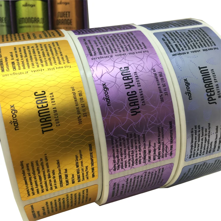 Custom Logo Printing Stickers Roll Personalized Vinyl Adhesive Perfume Essential Oil Bottle Label