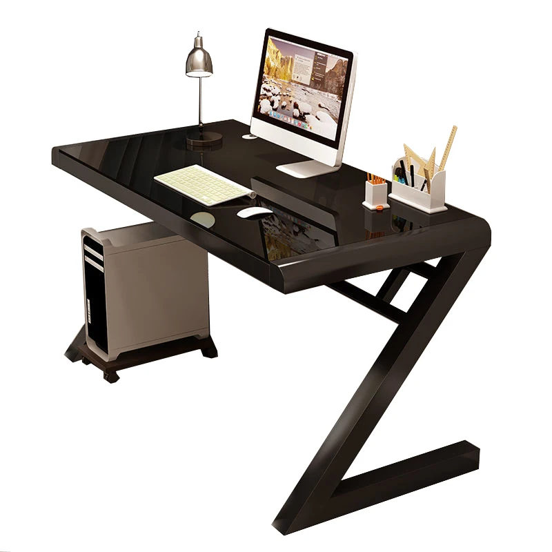 
New Design Glass Panel White Study Metal Leg Home Computer Standing Desk 