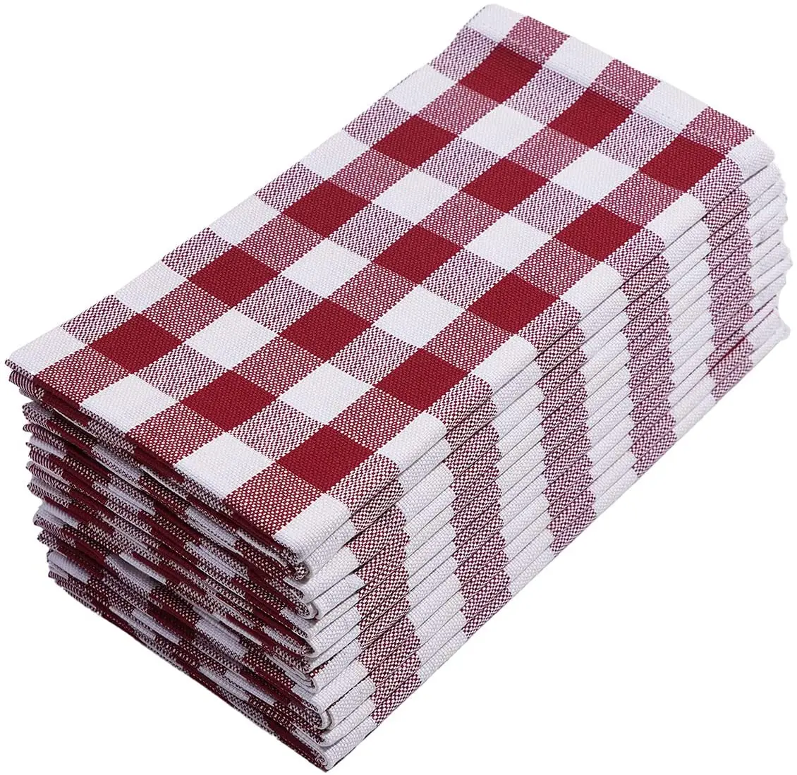 Dinner Buffalo Plaid  Cloth Napkins  Soft Comfortable Everyday Use Party Kitchen Holiday Wedding Hotel (Red and White)