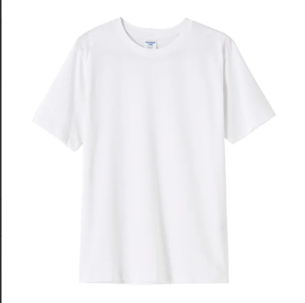 Custom Print Logo Cotton Tshirt Men Short Sleeve Round Neck Tops Tees Basic White Plain T Shirt