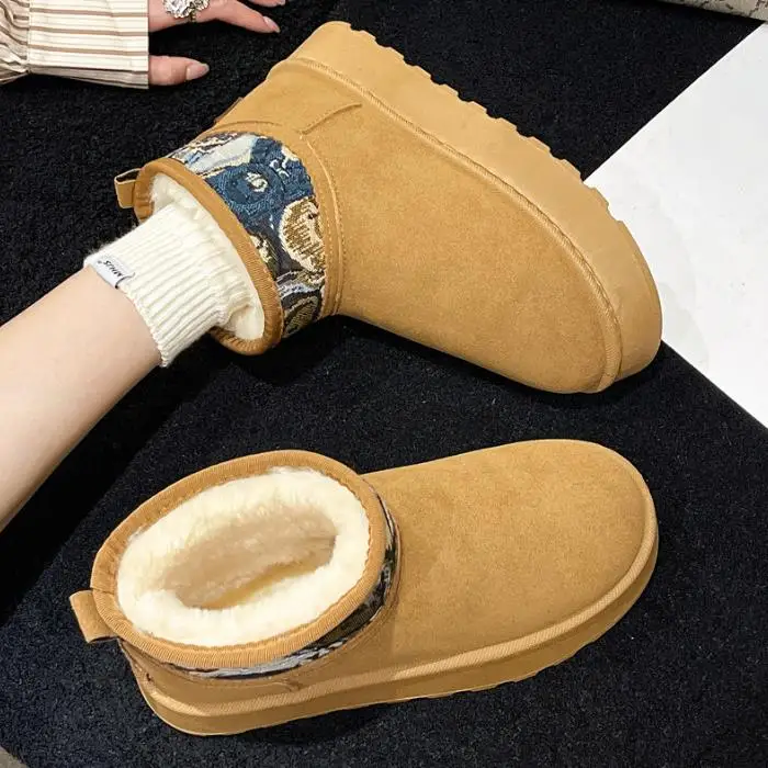 2023 Winter Fashion Snow Boots Custom Logo Women Plus Fleece Thick Sole Casual Warm Cotton Shoes Luxury Designer Boots