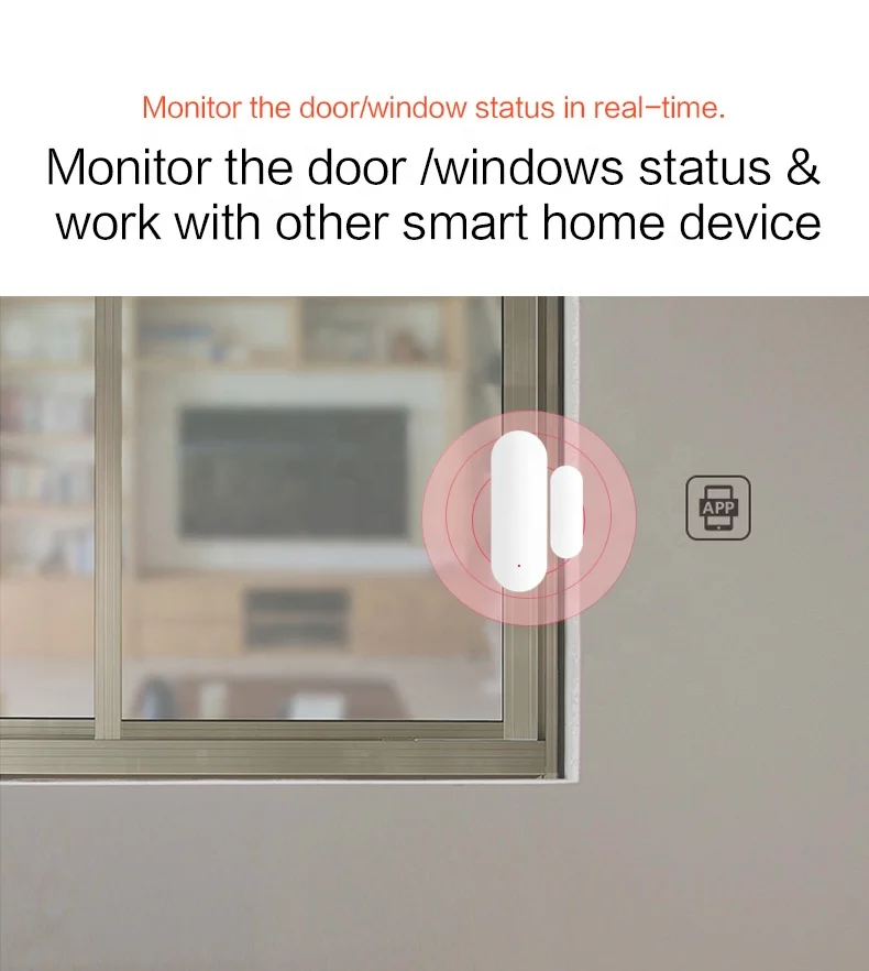 Saikiot Tuya WIFI Door Window Sensor Alarm Mobile App Control Door Sensor Detector Waterproof Home Security Window Door Sensor