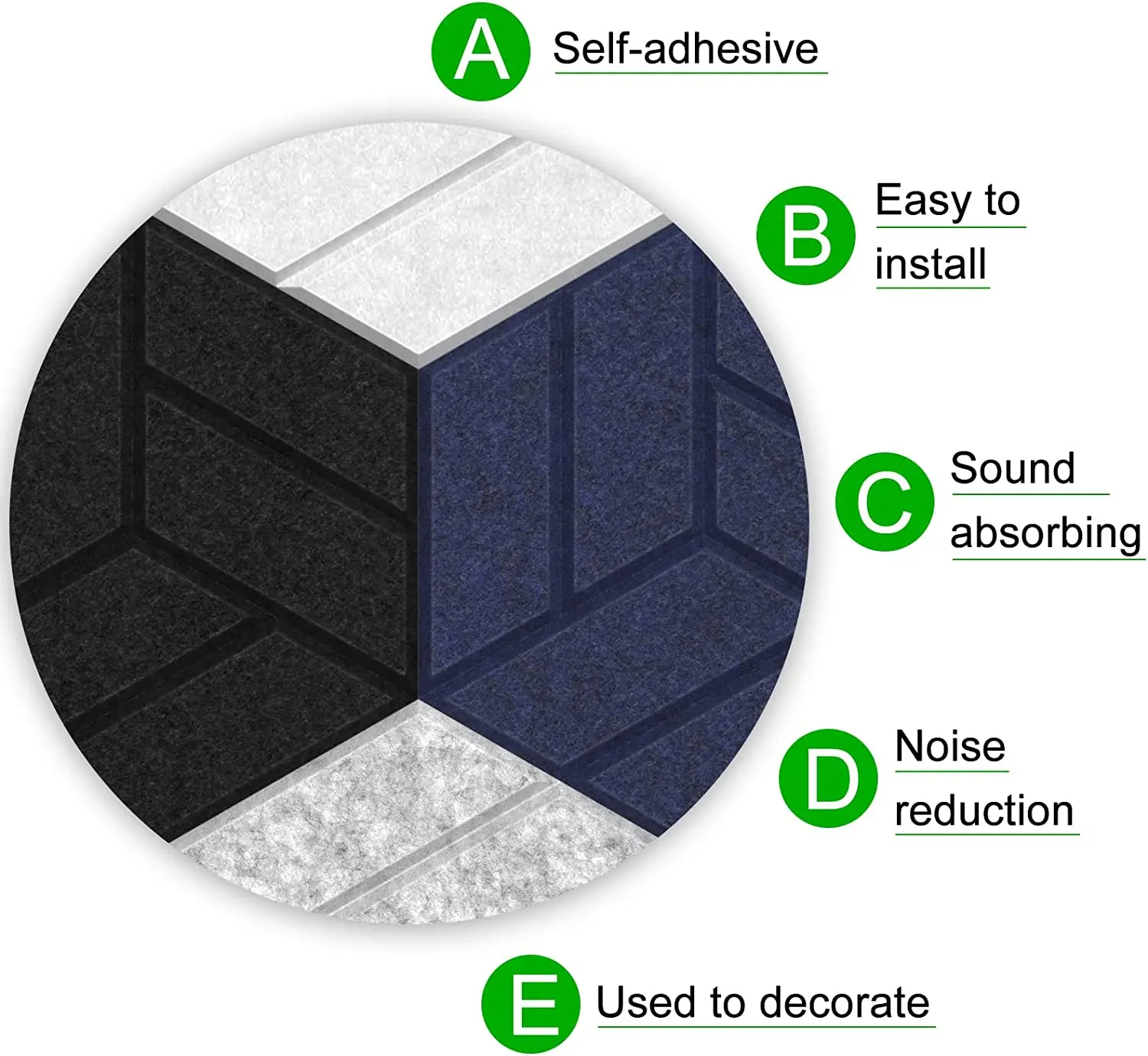 wholesale price portable high quality custom hexagon self-adhesive acoustical treatment felt tiles and sound proof wall panels