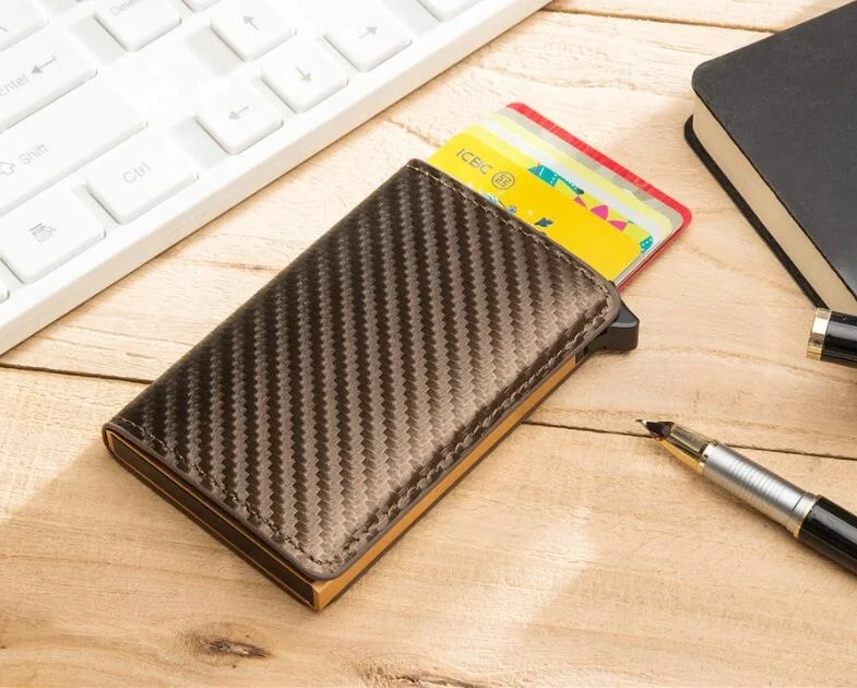 Alibaba best seller carbon fiber Wallet Men and Women metal custom minimalist Credit card Holder RFID