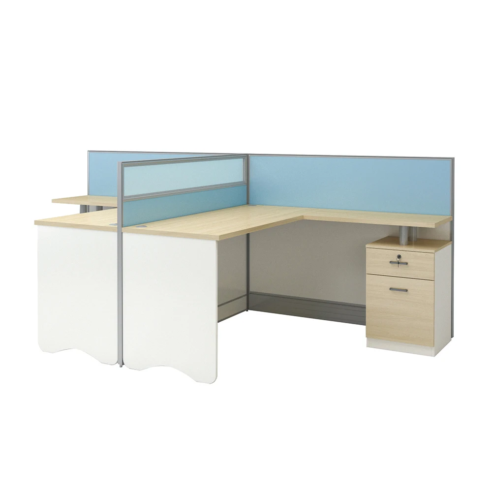 L Shape 4 Person Office Workstation Desks 4 People Partition Table Cubicle Work Station Furniture for Office