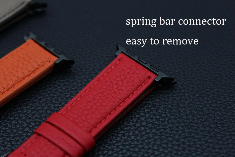 Litchi Grain Genuine Leather Watch Band Cowhide Pressed Thread  Leather Watch Strap for IWatch Series Ultra 7 6 5 4 SE Wristband