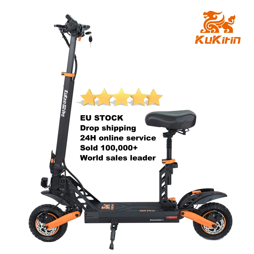 2023 New Arrival Kukirin G2 Pro Electric Scooters Fat Tire folding 600w 48v 15ah 50km Range 45km/h E-roller Eu Stock