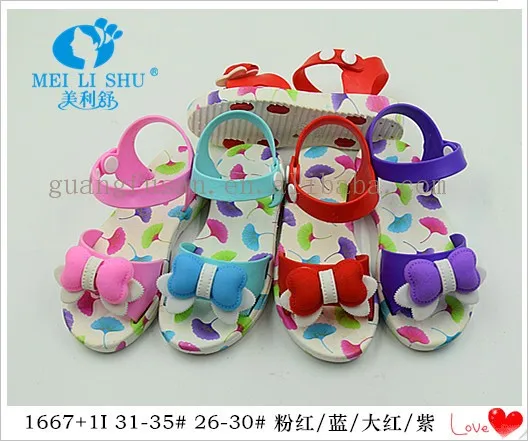 Selling Colorful Plastic Pvc Kids Flat Slipper Shoes Girls Flower Sandals