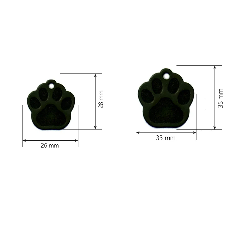 Hard Anodized Premium Aluminum Small Paw Shape Charm Pet ID Tag