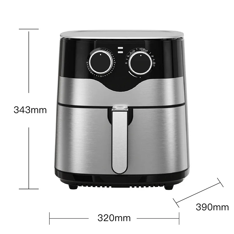 8l Electric Deep Fryer without Oil Dual Cooker Fryer Digital Household Air Fryer Stainless Steel Black Square 220V PTFE 1800W