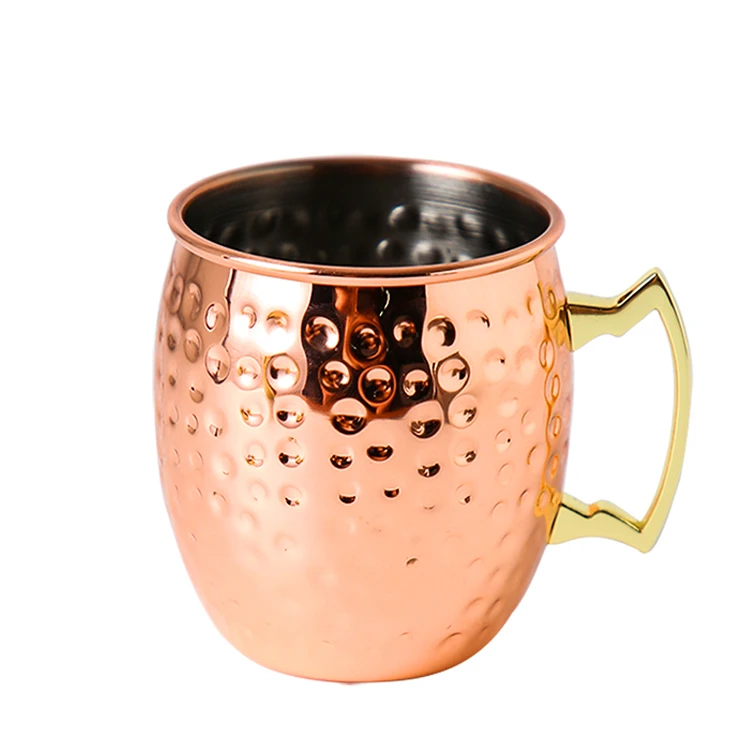Manufacturer High Quality Pure Copper Mug Moscow Mule Copper Beer Mug With Handle Stainless steel 500ML Cocktail Tea Coffee Mugs