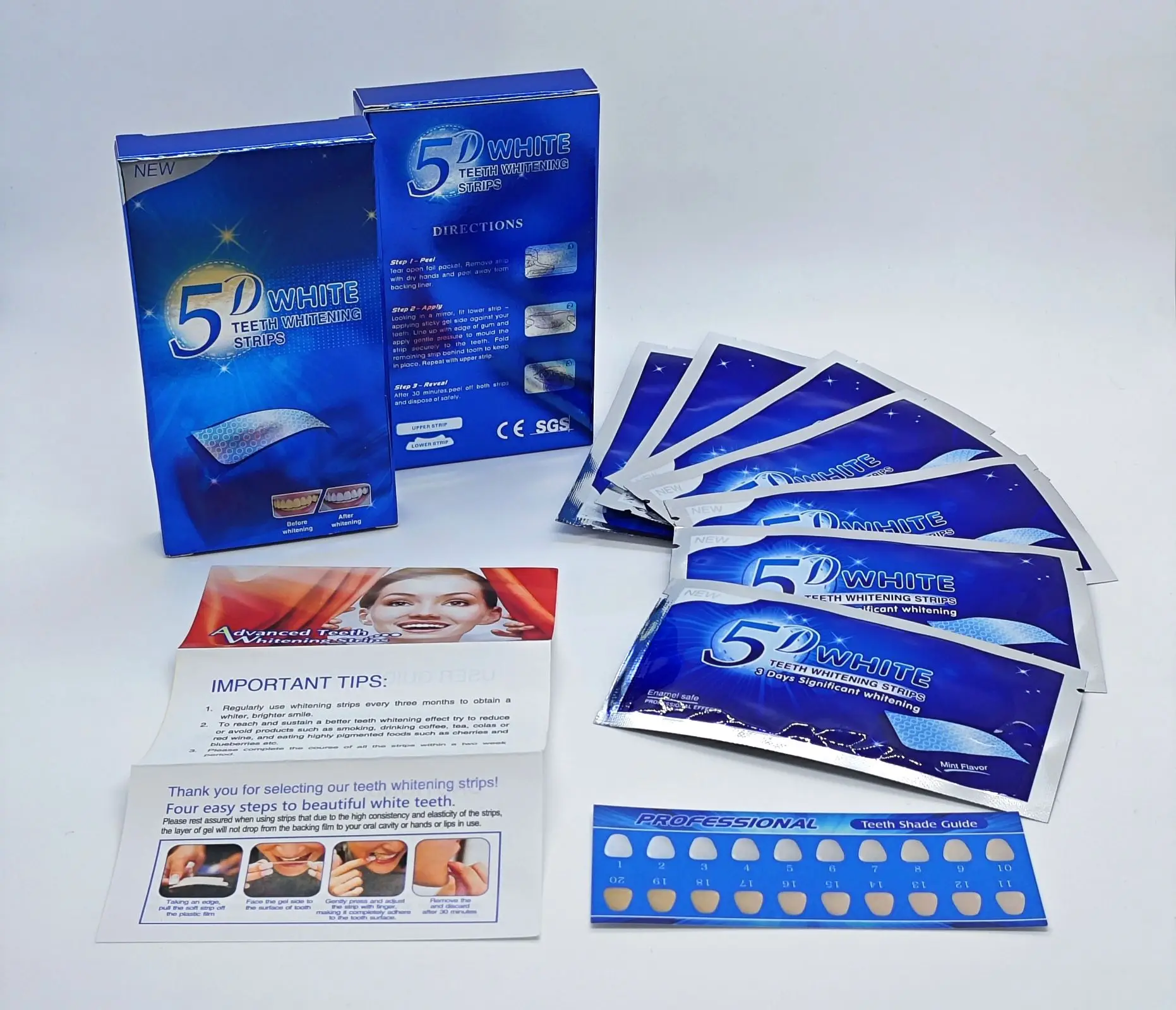 5D Gel Teeth Whitening Strips White Tooth Dental kit Oral Hygiene Care Strip for false Teeth Veneers Dentist Whiten gel